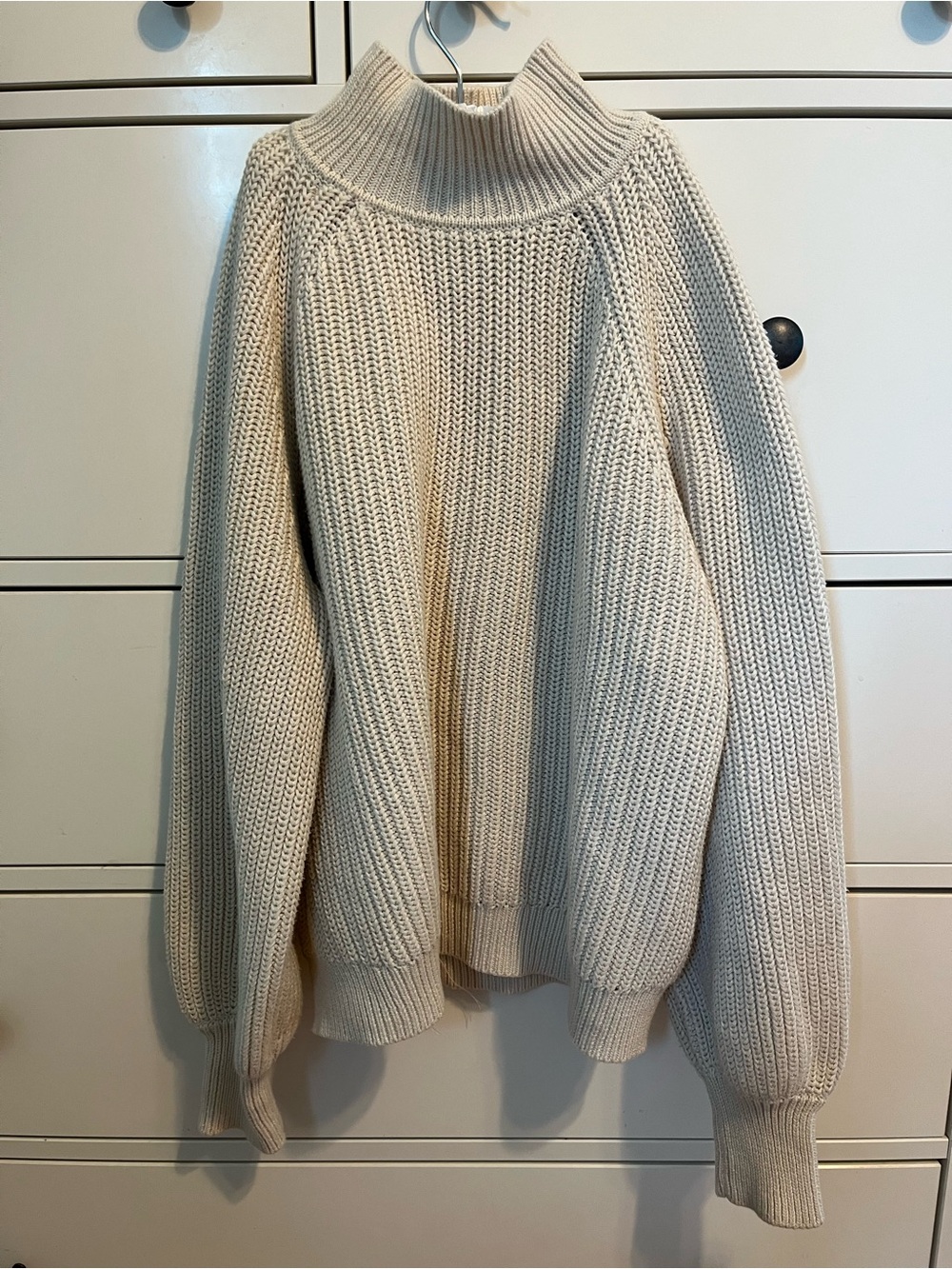 Cream Turtleneck Chunky Knit Sweater